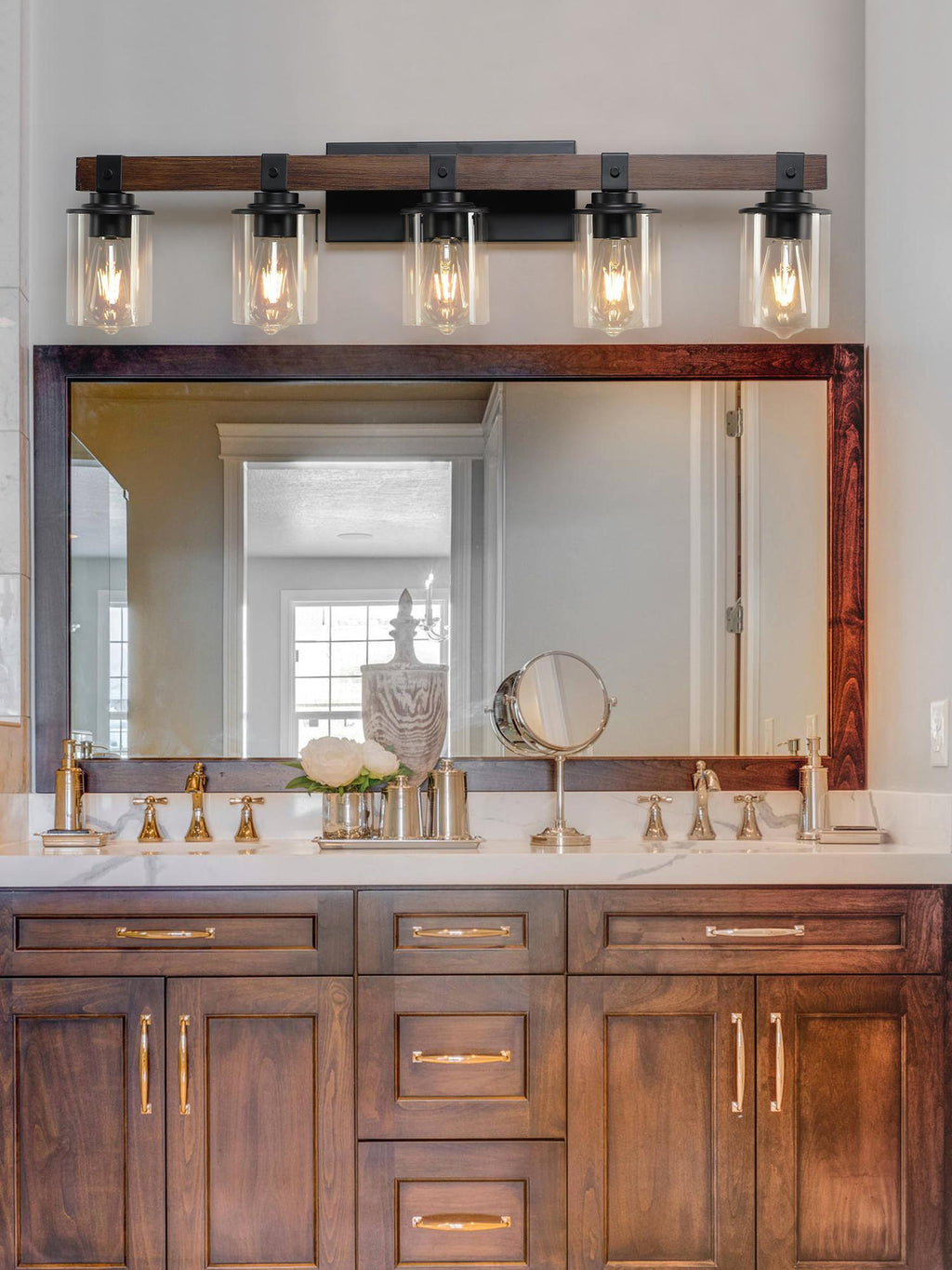 35" Rustic 5-Light Vanity Light, Industrial Bathroom Lighting Fixture
