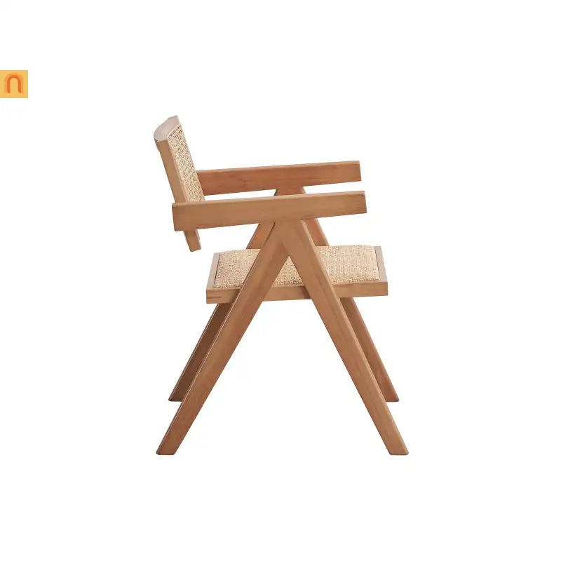 Outdoor Patio Arm Chair Rattan Natural Set of 2 Lightweight