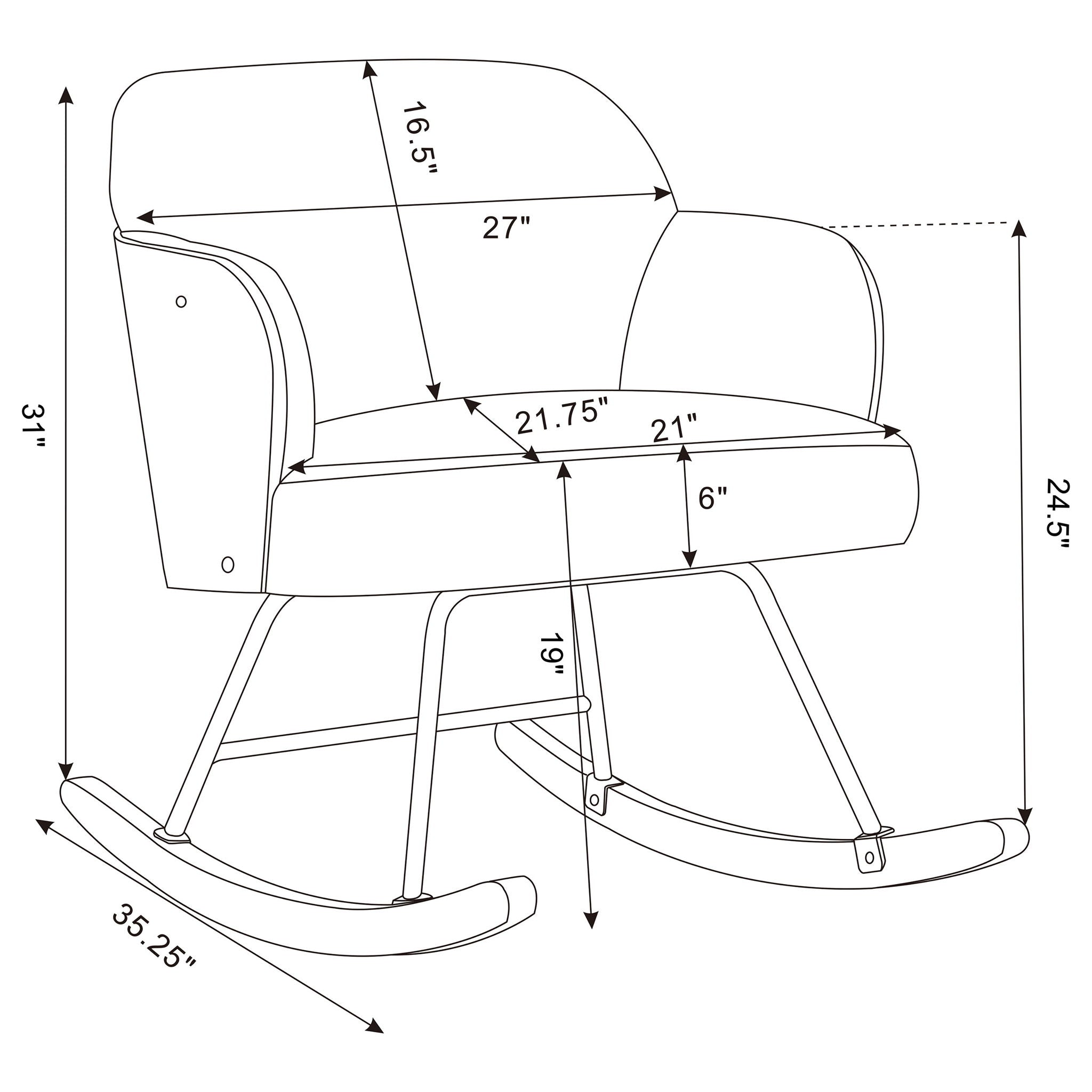 Valera - Upholstered Mid Back Rocking Chair