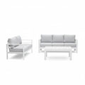 Outdoor Patio Set Aluminum White Gray Olefin Cushions 3 Piece