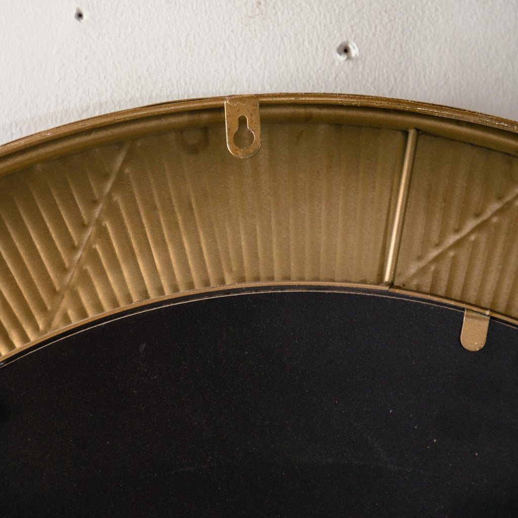 Wall Mirror Round Gold Textured Iron Frame Boho Vintage 31.3 In