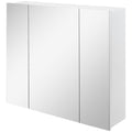 Wall Mounted Mirror Cabinet, Bathroom Medicine Cabinet with Mirror, 3 Doors and Adjustable Shelves, White