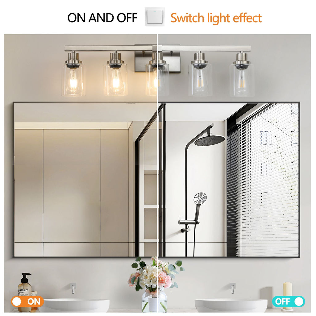 31" Modern 5-Light Bathroom Vanity Light Fixture - Brushed Nickel Finish with Clear Glass Shades, Perfect for Bathroom, Vanity, and Dressing Area Lighting (No Bulbs)