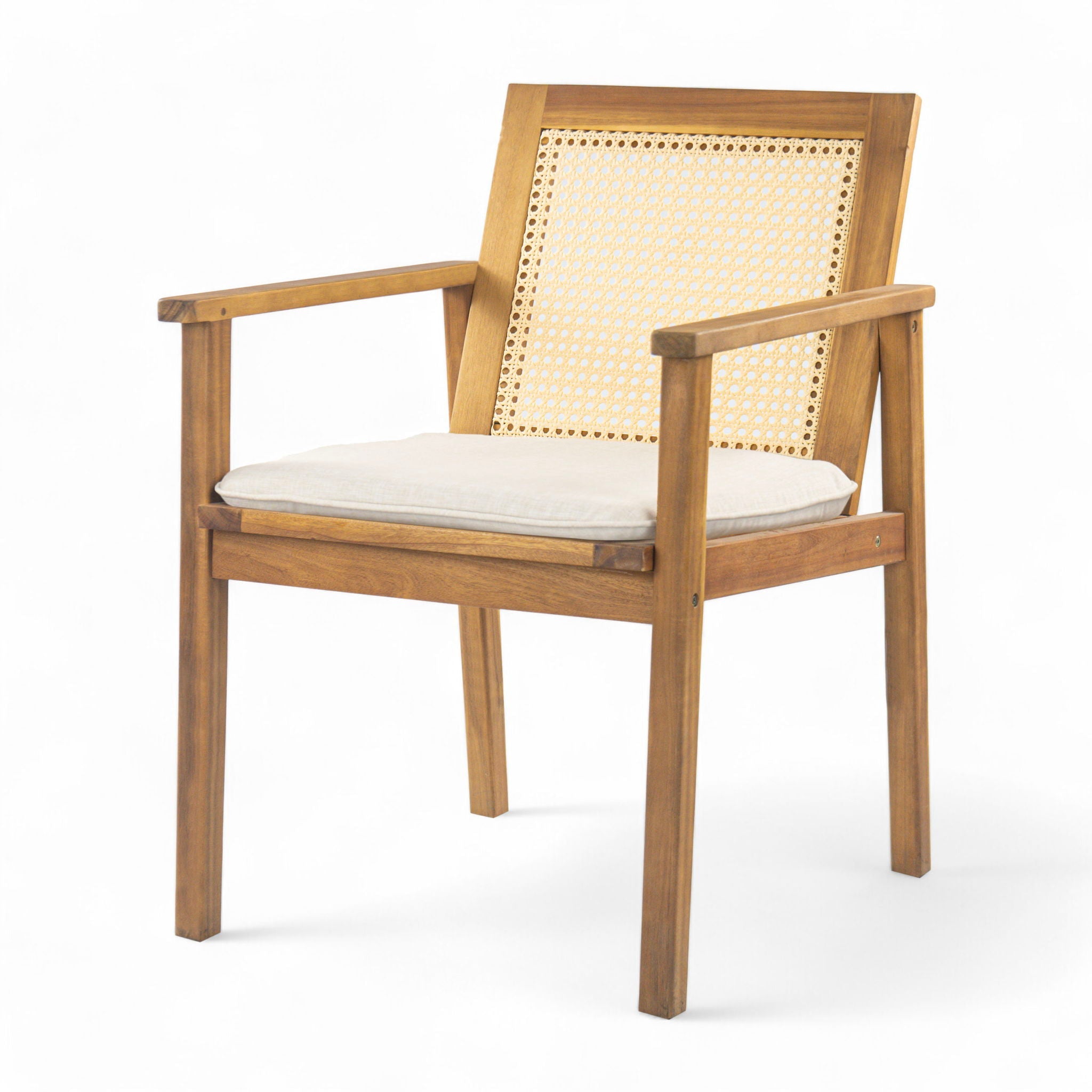 Preston - Outdoor Patio 7 Pieces Dining Set With Chairs And Cushions - Teak / Beige