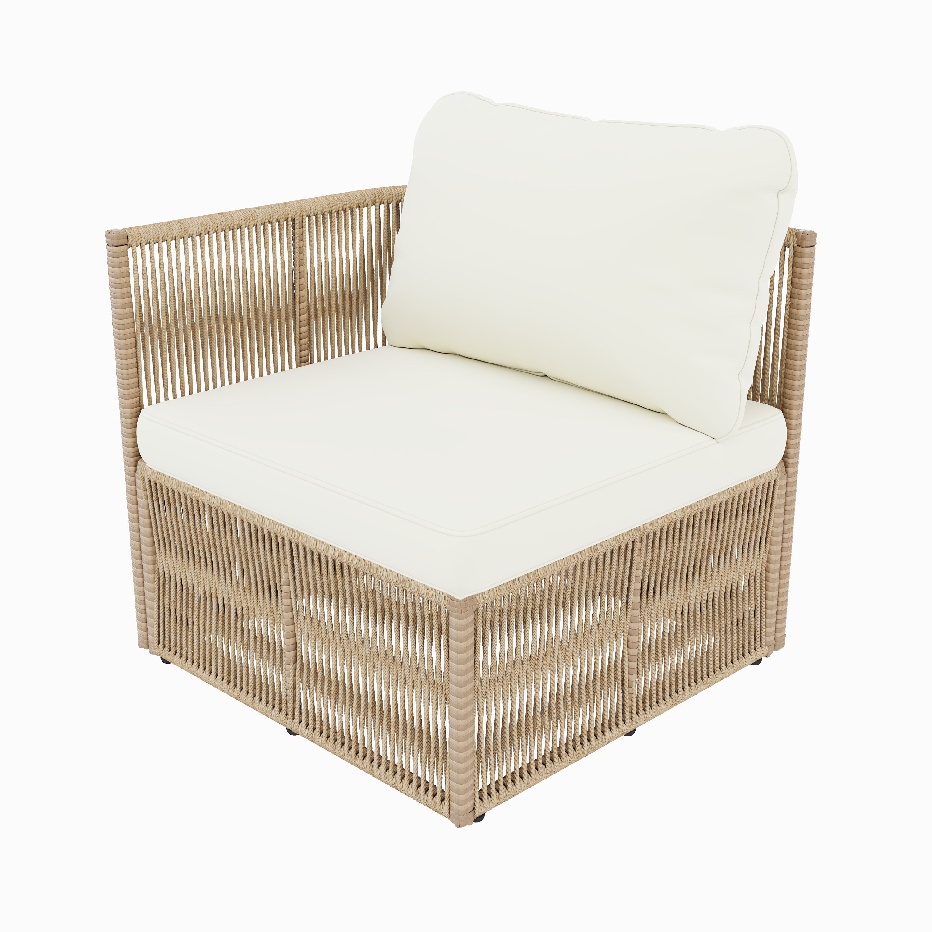 Outdoor Patio Set PE Rattan Iron Dark Beige Modular Glass Table