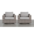 Outdoor Swivel Patio Chair Wicker Gray Aluminum 33in Cushioned