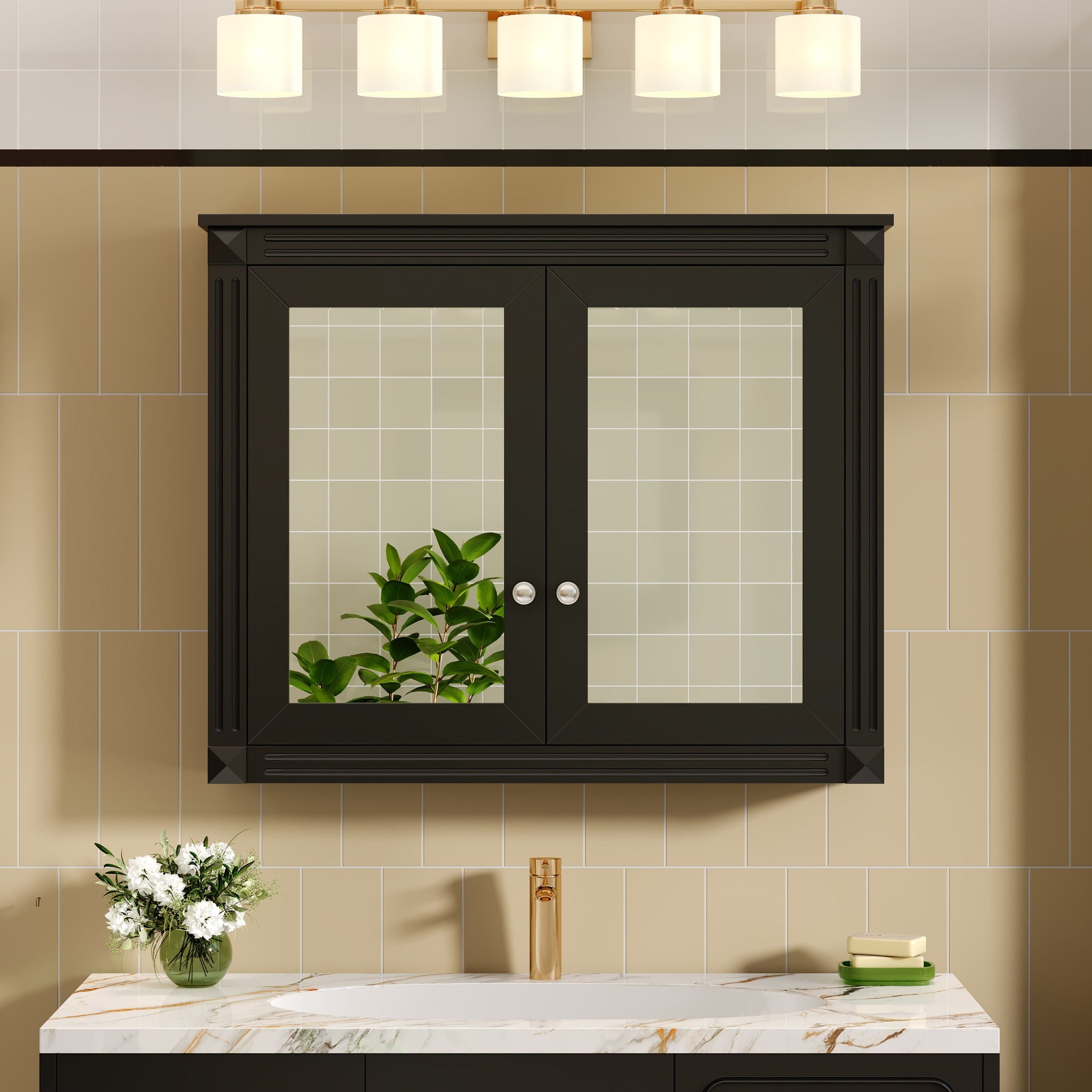 Wall-Mounted Medicine Cabinet With 2 Mirrors, Adjustable Shelves