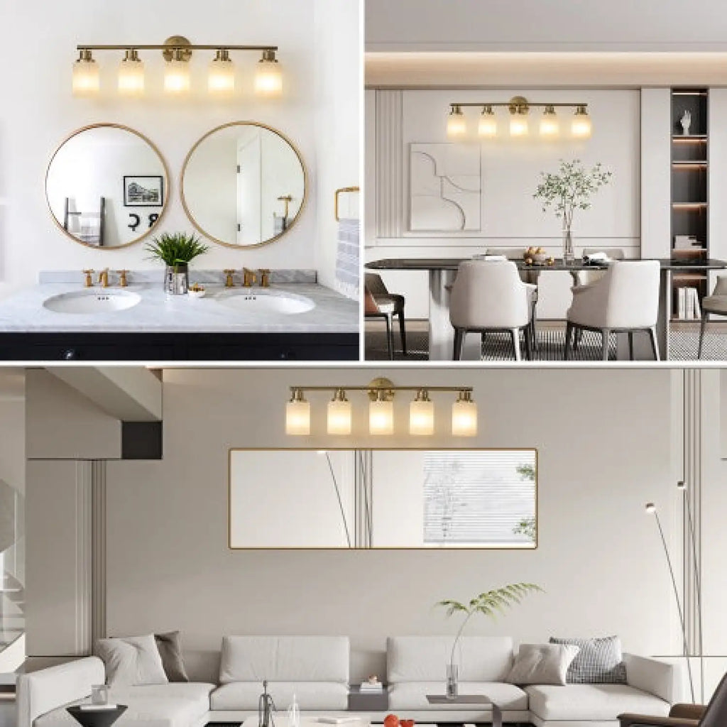 Elegant Vanity Lights for Bathroom in Gold with 5 Lights Fixture