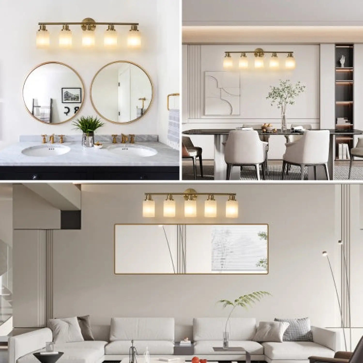 Elegant Vanity Lights for Bathroom in Gold with 5 Lights Fixture
