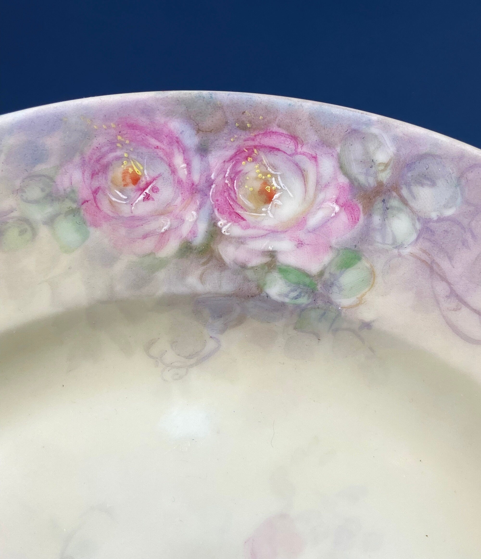 Vintage Hand Painted Plate: Floral Motif Decorative Display, Signed