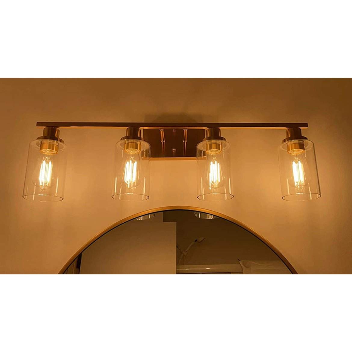 Vanity Lights Fixtures TULUCE 4 Light Bathroom Light Brass Gold Wall Light with Clear Glass Shade, Modern Bathroom Wall Sconce Lighting for Bath, Living Room, Bedroom, Stairs, Gallery, Restaurant