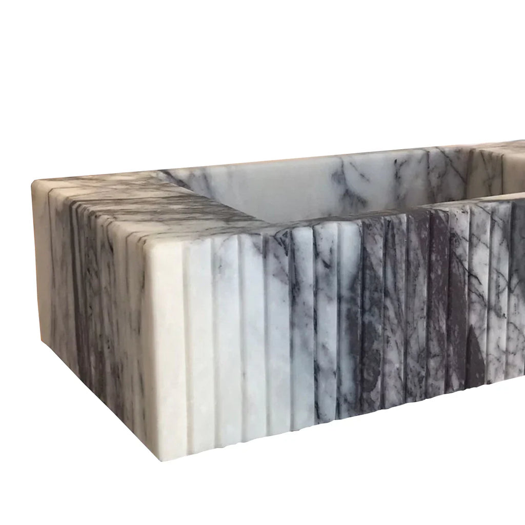 New York Marble Wall-mount Bathroom Sink Fluted (W)12" (L)20" (H)5"