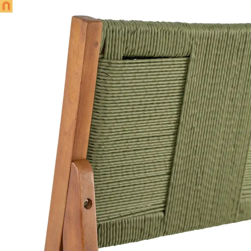 Outdoor Bar Stool Acacia Wood Wicker Green Cream Cushion Set of 4