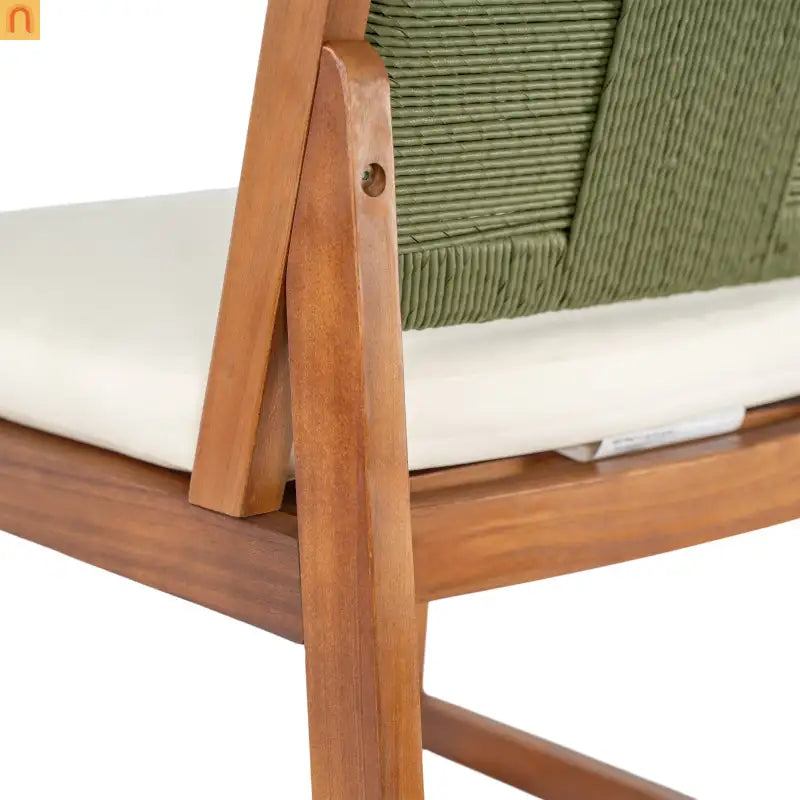 Outdoor Bar Stool Acacia Wood Wicker Green Cream Cushion Set of 4