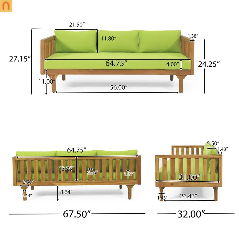 Outdoor Patio Set Acacia Wood Teak 3-Seater with Table