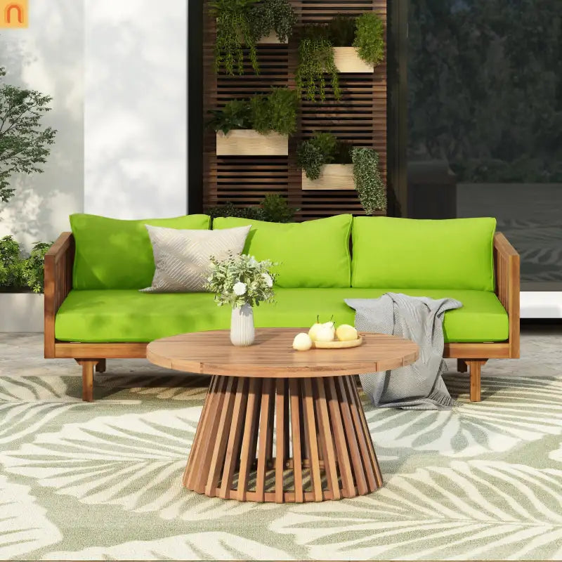 Outdoor Patio Set Acacia Wood Teak 3-Seater with Table