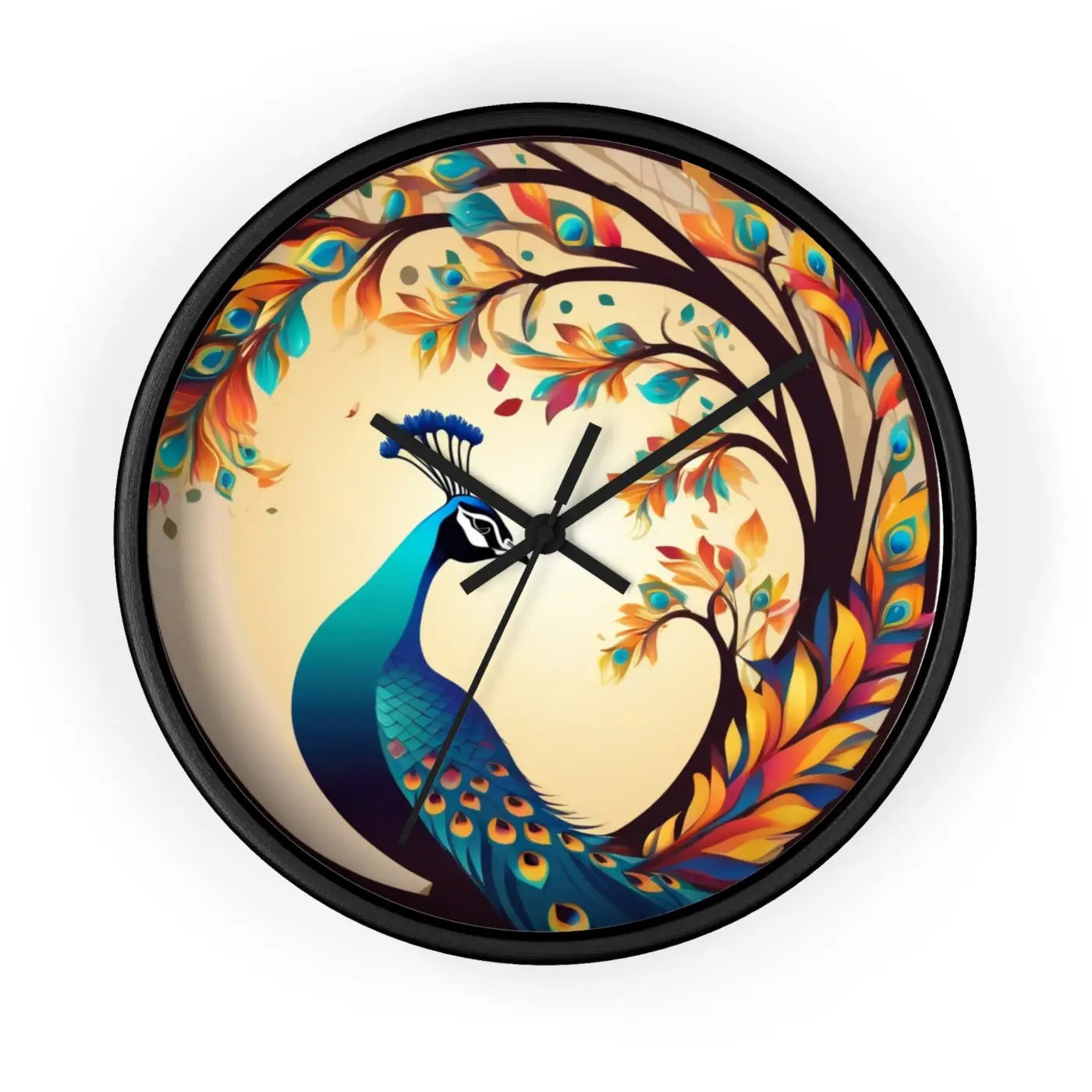 Peacock Wall Clock – Silent Wood Statement Piece - Dipaliz