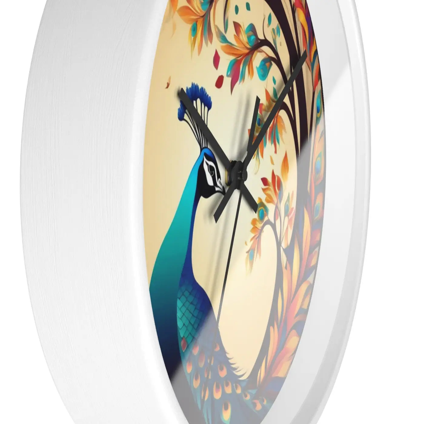 Peacock Wall Clock – Silent Wood Statement Piece - Dipaliz