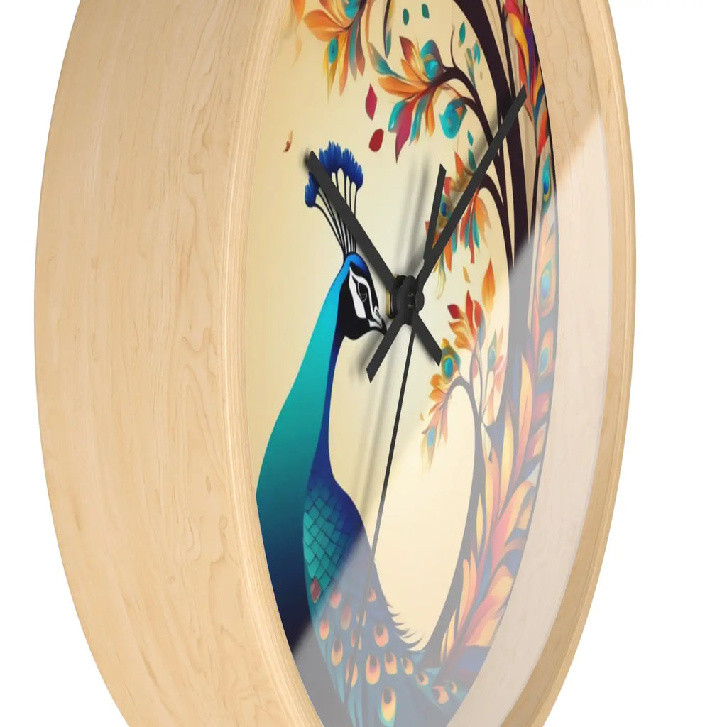 Peacock Wall Clock – Silent Wood Statement Piece - Dipaliz