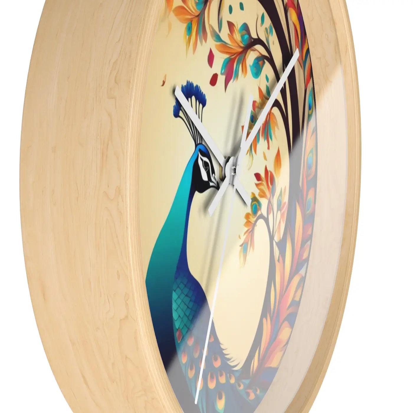Peacock Wall Clock – Silent Wood Statement Piece - Dipaliz