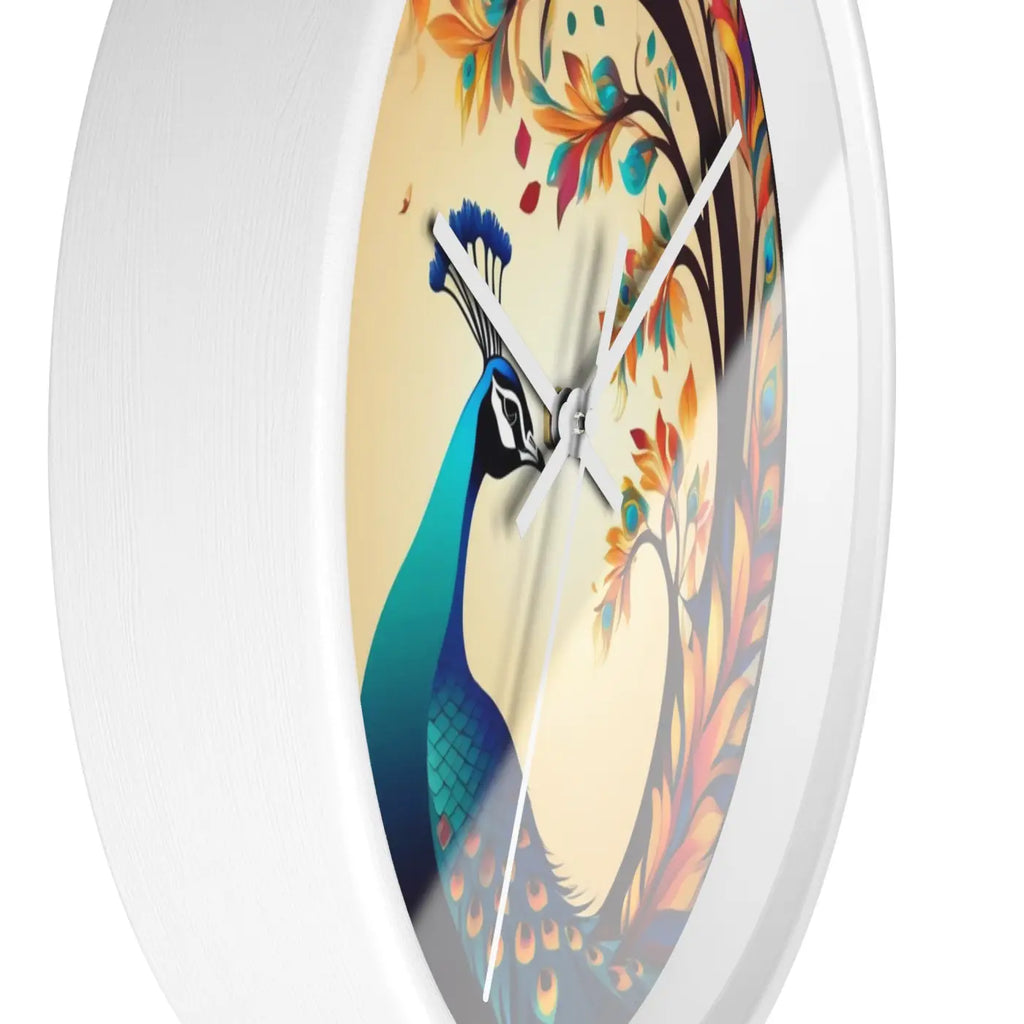 Peacock Wall Clock – Silent Wood Statement Piece - Dipaliz