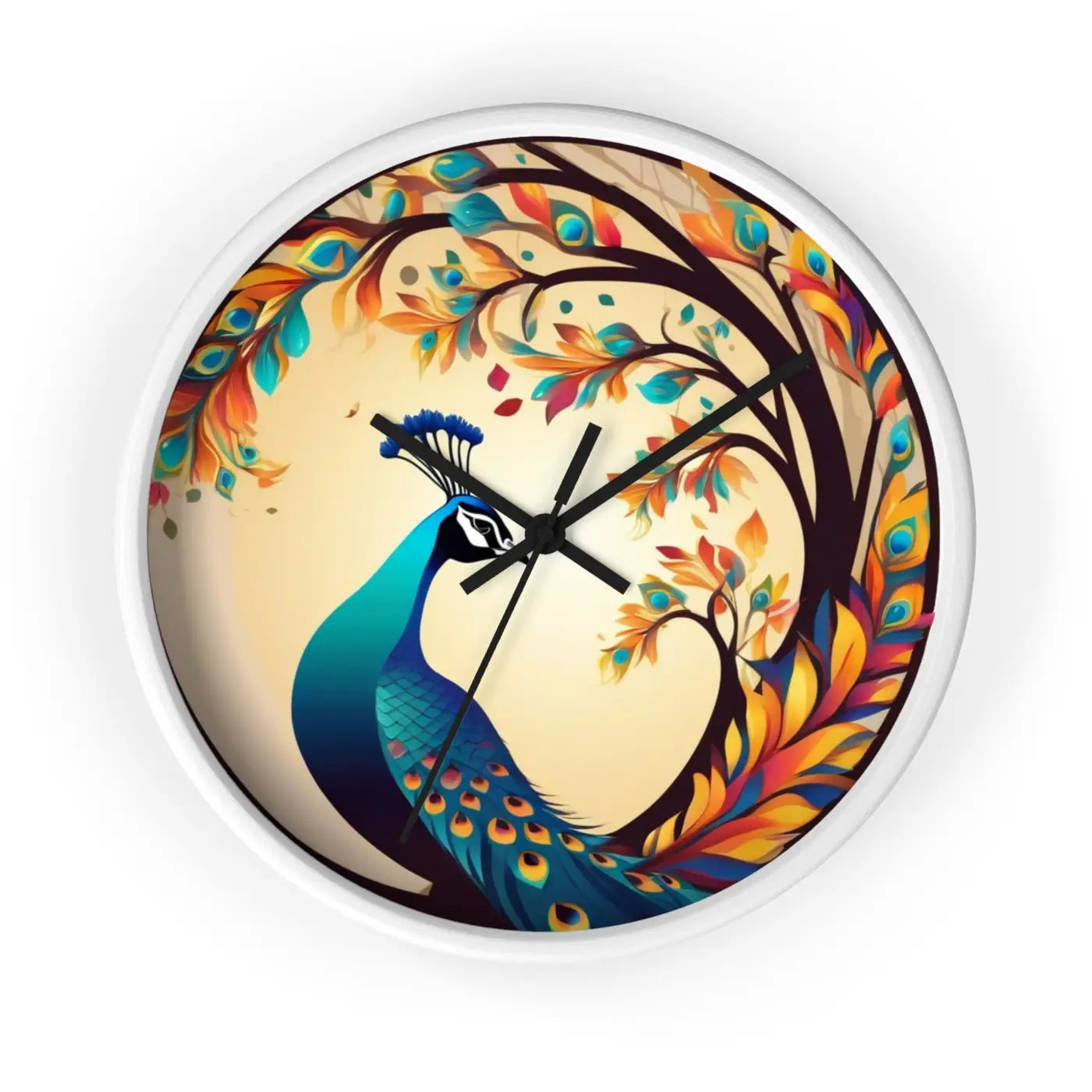 Peacock Wall Clock – Silent Wood Statement Piece - Dipaliz