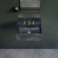 Sirius Black Marble Wall-mount Bathroom Sink Ribbed with 4" Backsplash