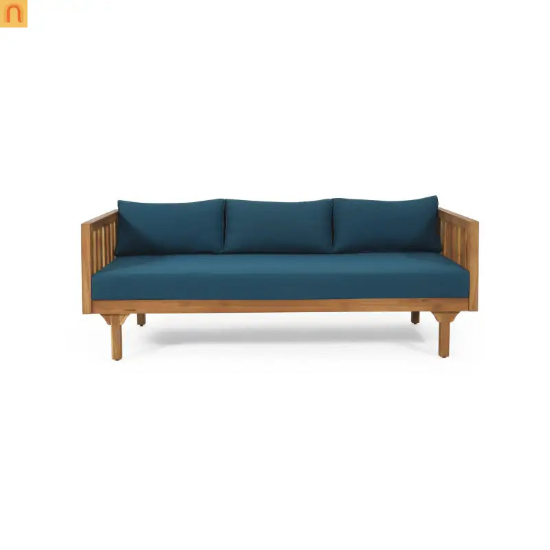 Outdoor Patio Acacia Wood Teak 3-Seater Cushions Included 67.75in