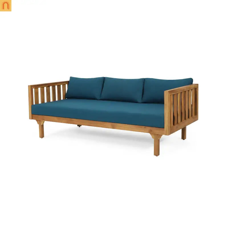 Outdoor Patio Acacia Wood Teak 3-Seater Cushions Included 67.75in