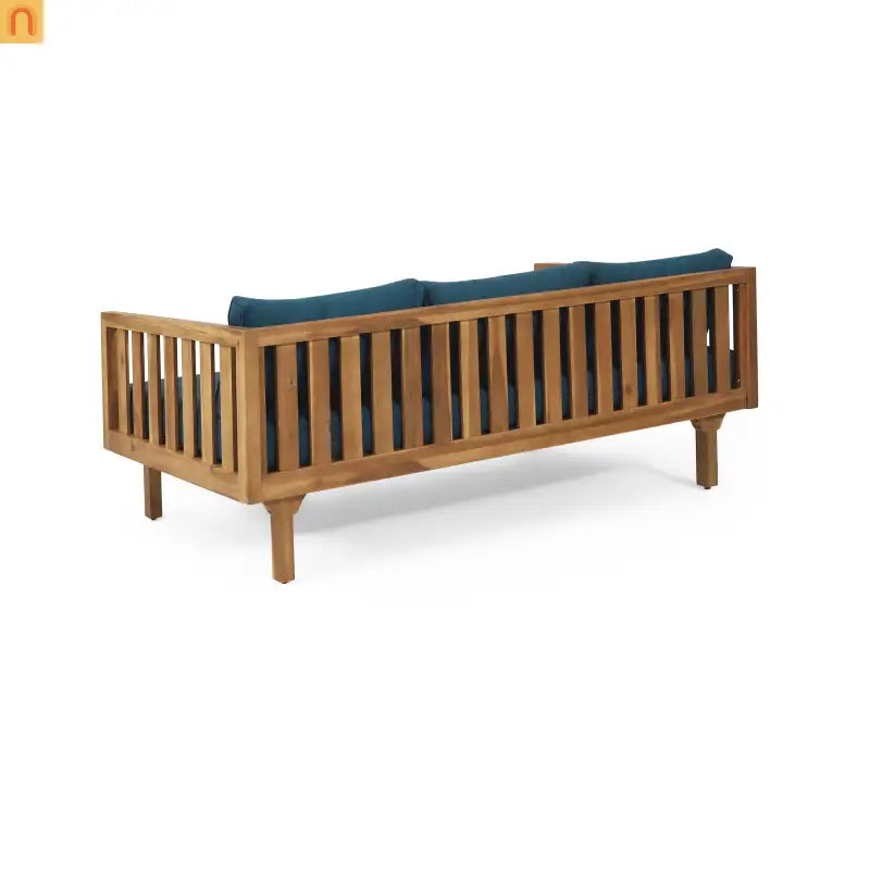 Outdoor Patio Acacia Wood Teak 3-Seater Cushions Included 67.75in