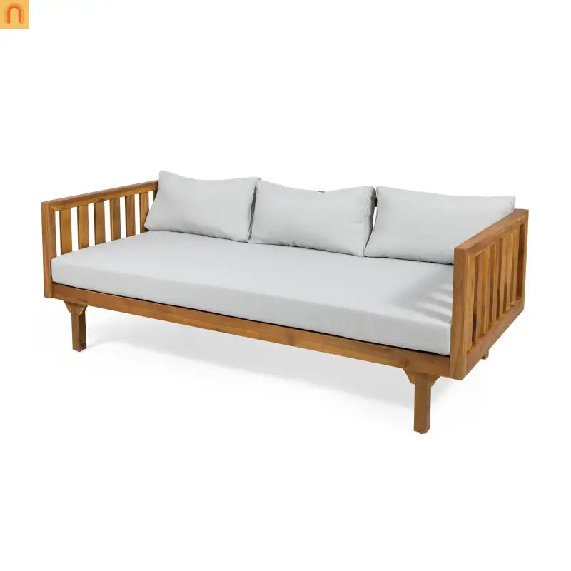 Outdoor Patio Set Acacia Wood Teak Water-Resistant Cushions