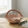 Terracotta & White Talavera Basket | Handmade Ceramic Bowl