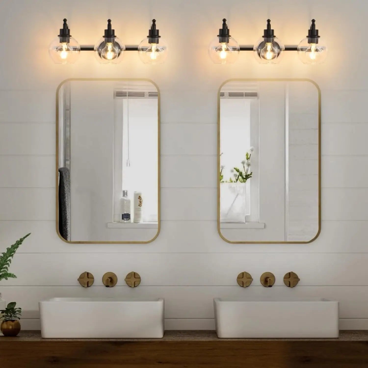 Wall Lights Bedroom Vanity with Glass Shades and E26 Socket